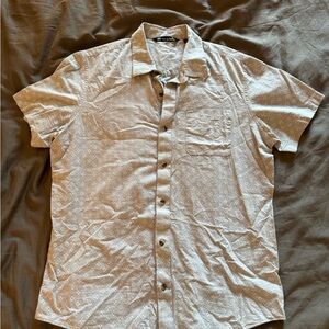 Travis Mathew Light Gray Patterned Button Down Shirt